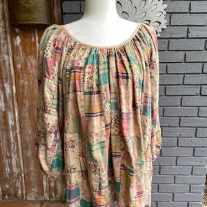 Magnolia Pearl Gladiola patchwork poet blouse - OS